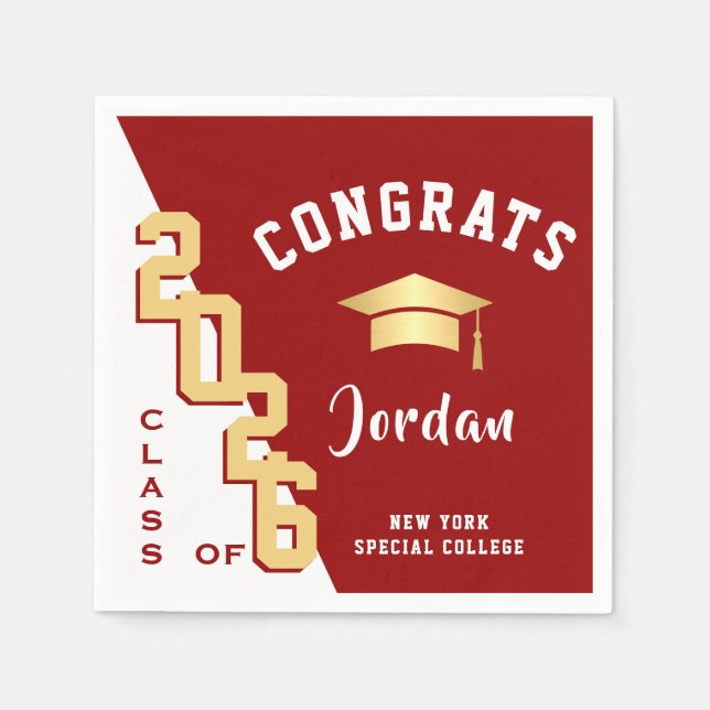 Modern klass för 2024 Golden Red Studentfest Pappersservett (Framsidan)