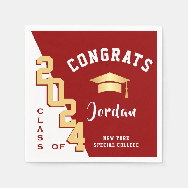 Modern klass för 2024 Golden Red Studentfest Pappersservett (Framsidan)
