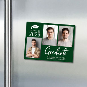 Modern klass för 2025 Photo Grönt Studenten Magnetisk Inbjudningskort