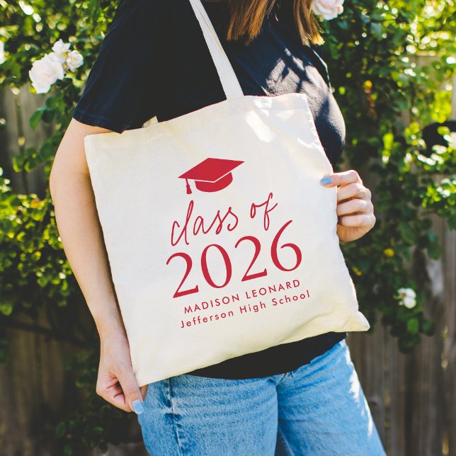 Modern klass för 2025 Red Script Studenten Tygkasse (Skapare uppladdad)