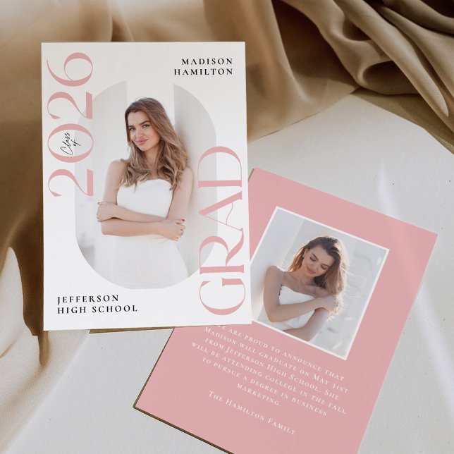 Modern klass för 2025 Rosa Grad 2 Photo Studenten Meddelande (Skapare uppladdad)