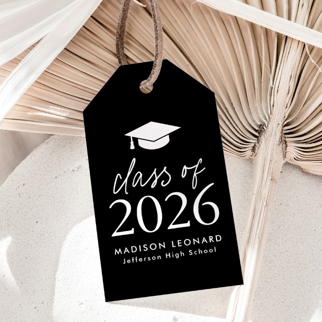 Modern klass för 2025-skript, svart Studenten Presentetikett (Skapare uppladdad)