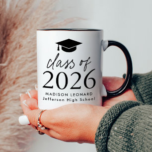 Modern klass för 2025 svart Studentmössa Mugg