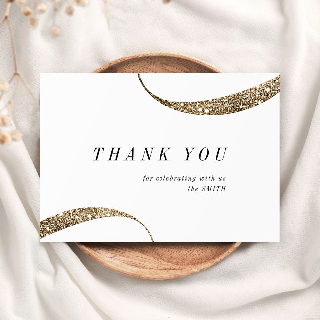 Modern klassens minimalistiska guld glitter tack kort (Modern classy minimalist gold glitter thank you card)