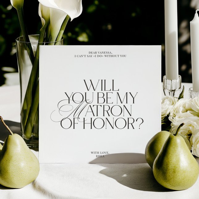 Modern Klassisk Ärebud Förslag Kort (Modern Classic Matron of Honor Proposal Card)