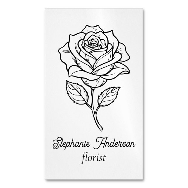 Modern Klassisk Blommig Mönster Blomsterhandlare Magnetiska Visitkort (Framsida vertikal)
