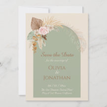 Modern Klassisk Boho Rustik Beige Mint Spara Datum