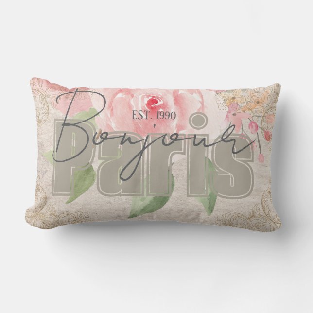 Modern klassisk bokstavs grunge botanisk shabby lumbarkudde (Framsida)