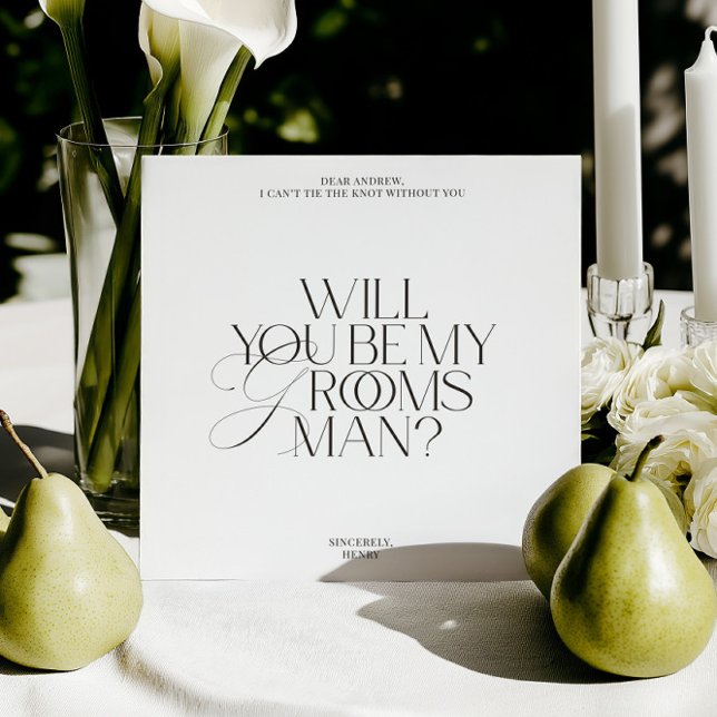 Modern Klassisk Bröllopsgäst Förfrågan Kort (Modern Classic Groomsman Proposal Card)