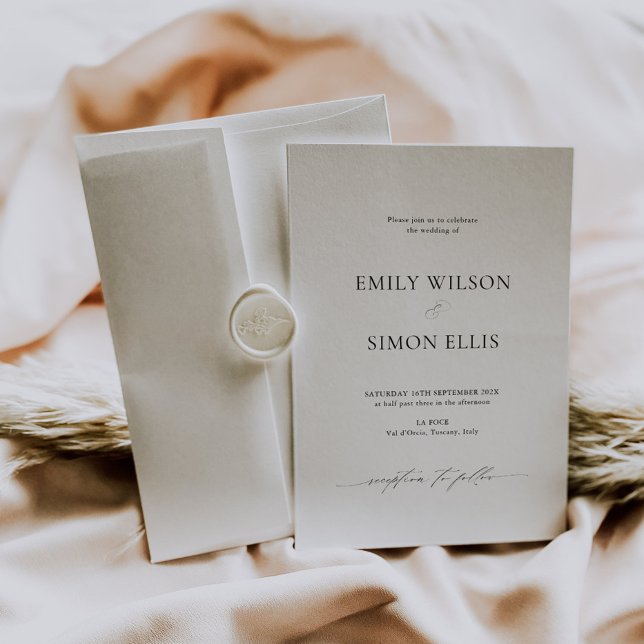 Modern Klassisk Bröllopsinbjudan Kort (modern classy wedding invitation card, simple clean wedding invite black and white wedding)