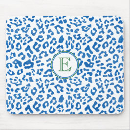 Modern klassisk Dam Blue Leopard Print Monogram Musmatta