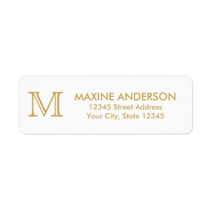 Modern klassisk Elegant Faux Guld Monogram Returadress Etikett