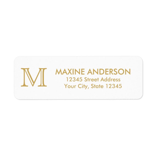 Modern klassisk Elegant Faux Guld Monogram Returadress Etikett (Framsidan)