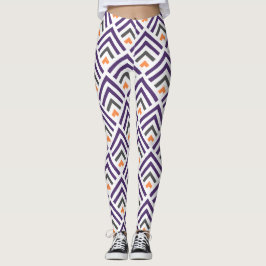 Modern klassisk geometrisk schevron lila vit leggings