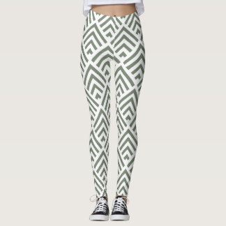 Modern klassisk grått, vit mönster-geometri leggings