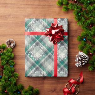 Modern Klassisk Grön Rutig God Jul Holiday Presentpapper