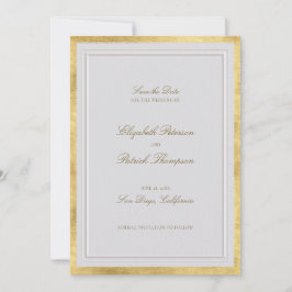 Modern Klassisk Guld Elfenben Formell Elegant Bröl Spara Datumet