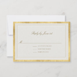 Modern Klassisk Gylden Ecru Formell Elegant Bröllo OSA Kort