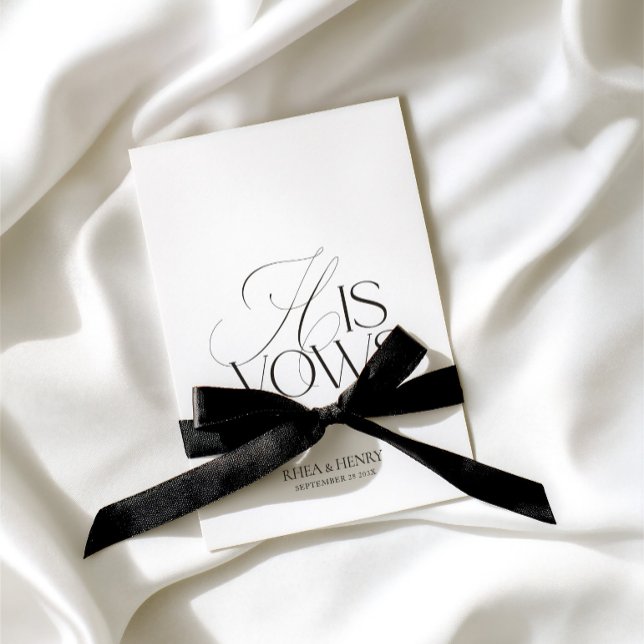 Modern Klassisk Hans Löftes Bröllop Kort (Modern Classic His Vows Wedding Card)