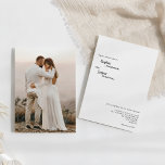 Modern klassisk inbjudan till fotobröllop<br><div class="desc">Denna moderna klassiska inbjudan till fotobröllop är perfekt för din elegant moderna bröllop. Den här designen har en svart, enkel kalligrafi som är inställd på en ljusvit bakgrund i neutralten för att matcha din klassiska bröllop eller minimalistiska boho bröllop i vår, sommar, fall eller vinter. Jag ber er att ni...</div>