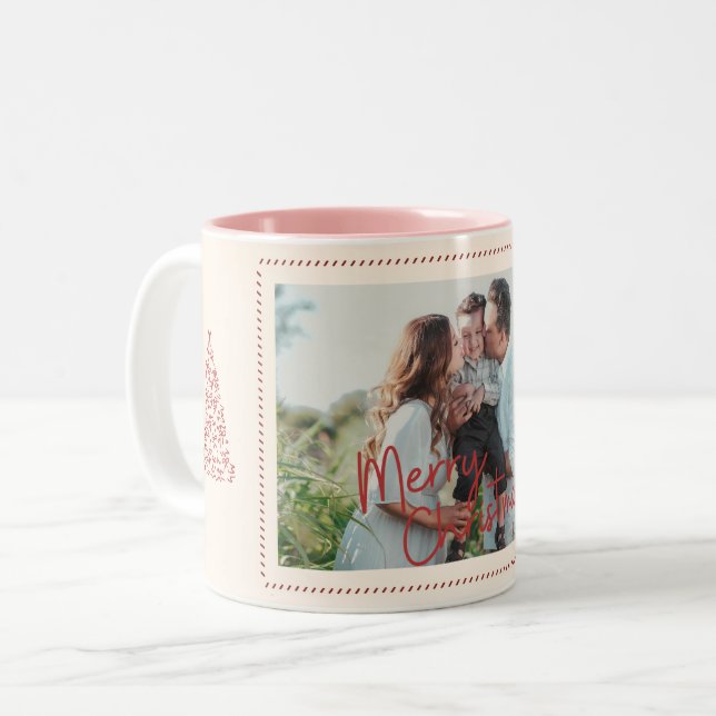 Modern Klassisk Jul Foto Elegant Två-Tonad Mugg (Framsida vänster)