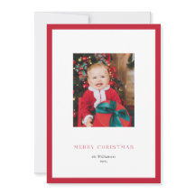 Modern klassisk julkort med röd ram