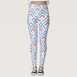 Modern klassisk jumpercat chevron blue och red leggings