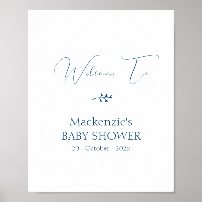 Modern Klassisk Minimalistisk Bebis Shower Välkoms Poster (Framsidan)