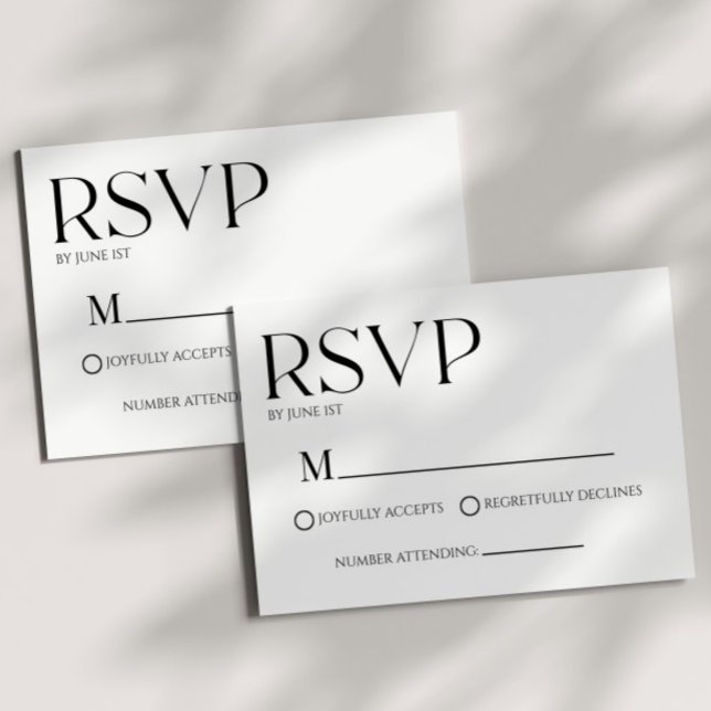 Modern Klassisk Minimalistisk Enkel Bröllops-RSVP- OSA Kort (Skapare uppladdad)