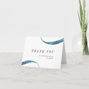 Modern klassisk minimalistisk falsk blå glitter tack kort