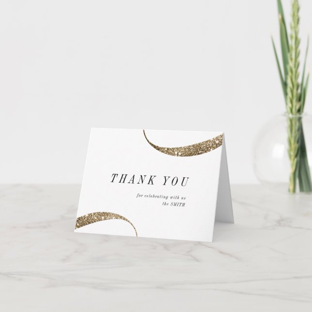 Modern klassisk minimalistisk guldglitter tack kort (Framsida)