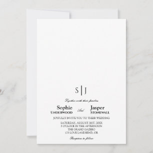 Modern Klassisk Minimalistisk Monogram Bröllop Inbjudningar