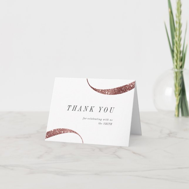 Modern klassisk minimalistisk rosé glitter tack kort (Framsida)