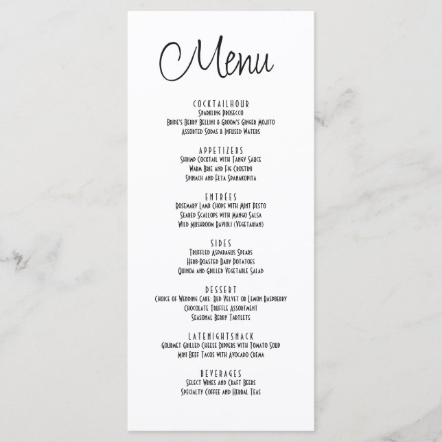 Modern klassisk minimalistisk typografi meny (Framsida)