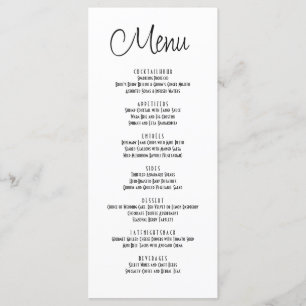 Modern klassisk minimalistisk typografi meny