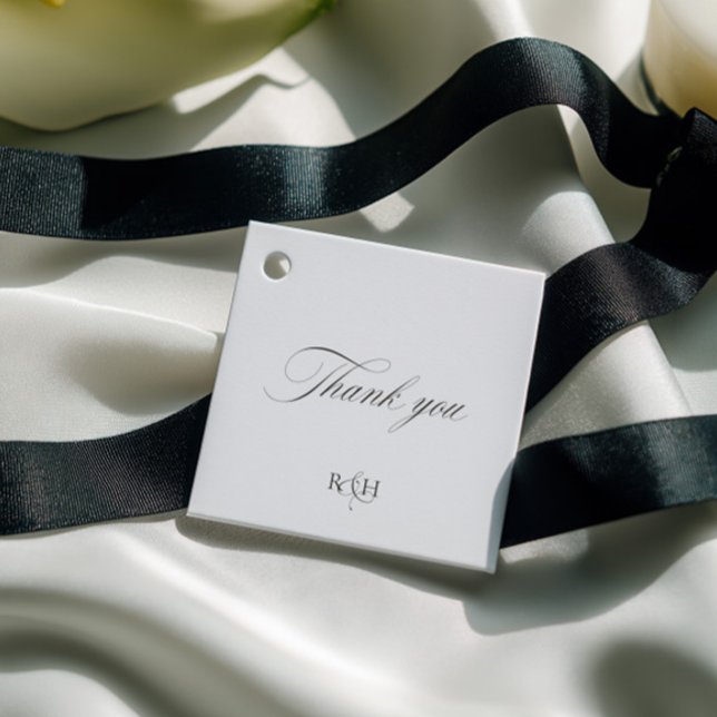 Modern Klassisk Monogram Tacksamhet Bröllop  Gåvor Etiketter (Modern Classic Monogram Thank You Wedding Favor Tags)