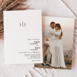 Modern klassisk monograminbjudan med fotobröllop inbjudningar