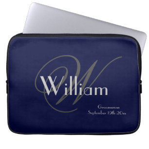 Modern klassisk Personlig Namn + marin monogram Laptop Fodral