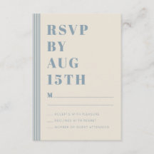 Modern Klassisk RSVP Blå Randig Bröllop 