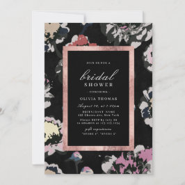 Modern klassisk svart abstrakt blomster Bröllopsdu Inbjudningar