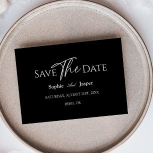 Modern Klassisk Svart Bröllops Platt Spara Datum Datumet