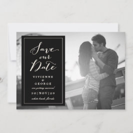 Modern klassisk svart låda fotografera Spara datum Inbjudningar