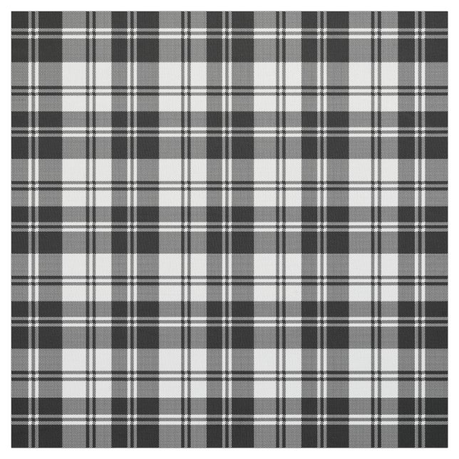 Modern klassisk tartan Jul, svart vit Tyg (Provkarta)