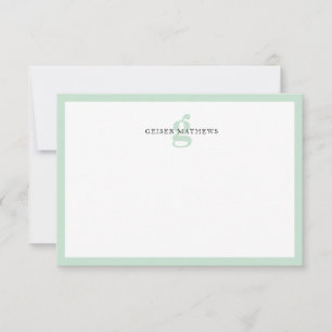 Modern klassisk typografisk Grönt Monogram Anteckningskort
