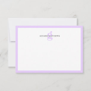Modern klassisk typografisk Lila Monogram Anteckningskort