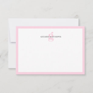 Modern klassisk typografisk Ljus rosa Monogram Anteckningskort