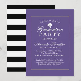 Modern klassisk Ultra violet guld Ram Studenten Inbjudningar