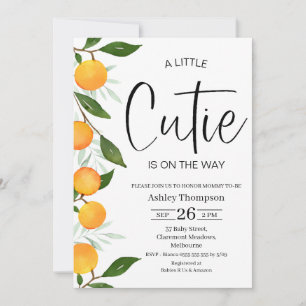Modern klementine Little Cutie Baby Shower Inbjudningar