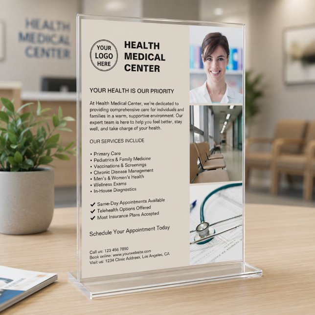 Modern klinikläkare Sjukvård Anpassad logotyp Reklamblad (Modern Clinic Doctor Healthcare Custom Logo Flyer)