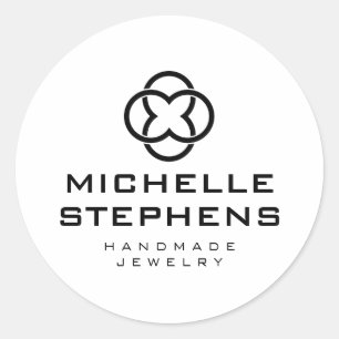 Modern Klöver Logotyp Luxury Boutique White Runt Klistermärke